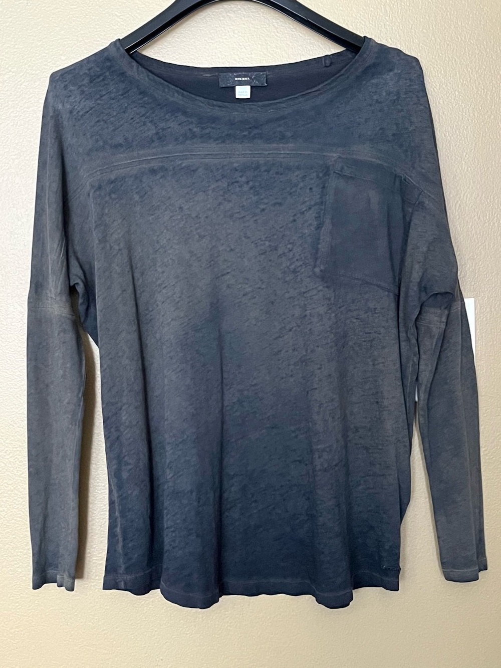 DIESEL Casual Dolman Women's TOP Long Sleeve Shirt TEE 100% COTTON SMALL Green